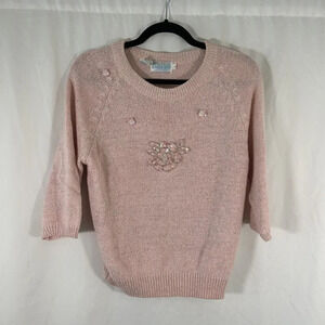 Extra Energy De Rotchild Sweater Women's Medium Pink Knit Silk Blend